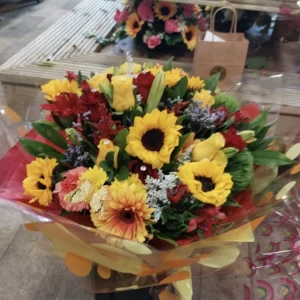 Sunflower Rose and Lily Bouquet