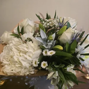 All White Lily Rose Hydrena and Blooms